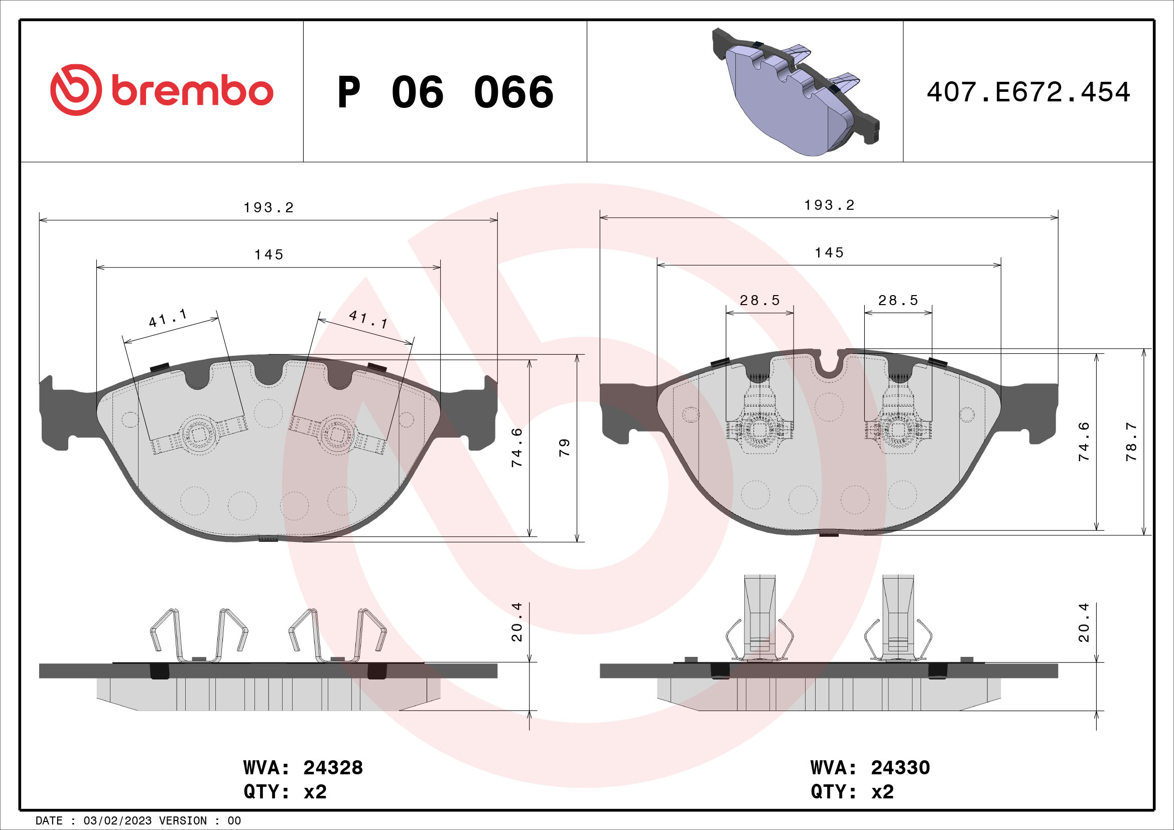 A.B.S. P 06 066 BREMBO Bremsbelagsatz, Scheibenbremse